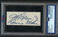 John & Annie Glenn signed autograph NASA Mercury Astronaut 1x3 Cut PSA Slab picture