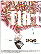2004 AT&T Wireless OGO Print Ad, Flirt Abstract Color Lines Keyboard Flip Phone picture