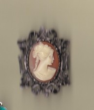 Vintage Ladie's Brooch Pin Pinback Cameo Carved Head Resin picture