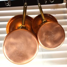 Paul Revere Ware USA Solid Copper Pot 1 & 2 QT Sauce Pan Saucepan Set 8001 8002 picture