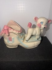 Pink Lamb on Shoe Porcelain Baby's Room Planter picture