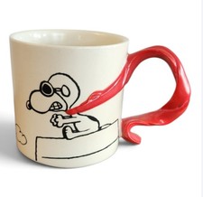 RARE Hallmark Peanuts Snoopy Flying Ace Mug Red Baron 3D Scarf Handle Ceramic picture