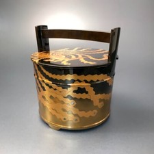 Wajima Lacquer Water Bucket Mizusashi Phoenix Maki-e by Kanazuki Taniguchi picture