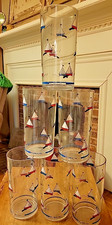 Vintage J Curran 1985 Acrylic Glasses Sailboats Set of 6 picture