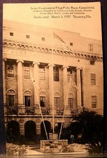 VINTAGE POSTCARD TAVARES FLORIDA SEMI-CENTENNIAL FLAGPOLE CITIZENS LAKE CTY. picture