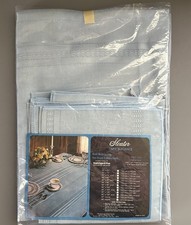 Vtg Sleater Table Elegance Tablecloth & 8 Napkins Light Blue 60”x90” Rayon READ picture