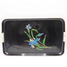 Lacquer Ware Drink Tray Bar Ware Black Gold 18-3/4”x11” Japan Lacquered picture