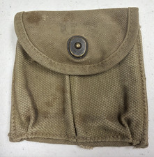 WWII US Military M1 30 caliber Carbine Canvas Magazine Belt Pouch, Dated 1942. picture