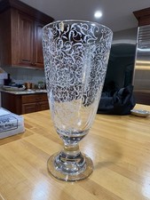 Tall VTG J.G. Durand Lead Crystal Vase w/Frosted Florence Satine Swirl 13” Rare picture