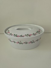 Oval White Apilco Covered Casserole Porcelain Dish 7