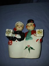 Vintage UCAGCO Mr. & Mrs. Snowman Candle Holder Japan Christmas Decor picture