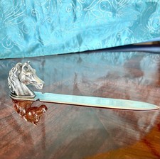 Vintage Reed Barton 274 Horse Head Letter Opener Paper Weight Silver Plated picture