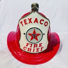 TEXACO FIRE CHIEF Red Toy Fireman Hat Helmet 1960’s Brown & Bigelow Eagle Shield picture