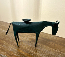 Vintage Handcrafted Sheet Metal Horse Candle Holder Folk Art Sculpture picture