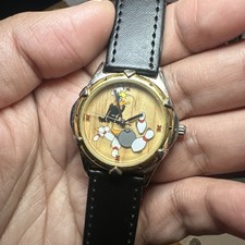 Works VTG Fossil Warner Bros Daffy Duck Watch 36mm New Battery & Leather RARE picture