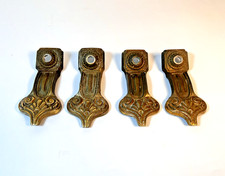 Antique Brass  (4) Deco Arms for Pan Light Chandelier Parts  Set Of 4 1930's picture