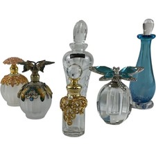 Six Collectable Glass Perfume Bottles Butterfly Dragonfly Designs Thomas Webb picture