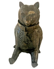 Antique Black Bear Inkwell Metal vintage ink well carved metal picture