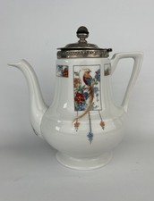 Vtg Fraunfelter Royal Rochester Teapot w/ Steeper, 1920s Bird of Paradise, Chip picture