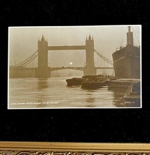 Antique RPPC London Tower Bridge Setting Sun Postcard Judges L 213 Silhouette picture