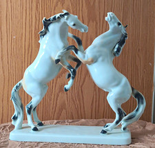 Bavarian Porcelain by Gerold Porzellan. Two Rearing Horses Figurine on Base picture