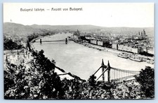 Vintage Budapest Hungary Danube River Chain Bridge City View Postcard Unused picture