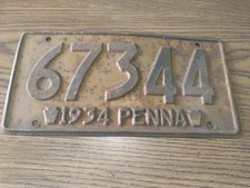 1934 Pennsylvania License Plate picture