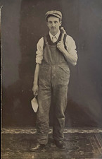 c1907-1915 RPPC Real Photo Postcard Man in Overalls w/ Tools Divided Back picture