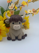 Cute Highland Cow Figurine 3D Printed PLA Hand Painted Home Decor picture