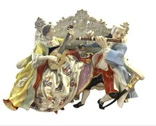 Nice Antique Meissen Figurine Two People On The Sofa Crinoline Skirt Series picture