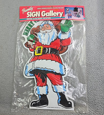 Vintage 1993 Christmas Santa Claus 23” Yard Sign w/Stand Holiday Decor Prismatix picture