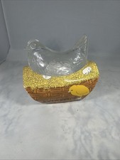 Vintage Glass Hen Candy Dish Bonbonniere Container 1971 French Luminarc Clear picture