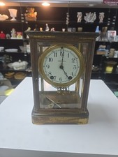 VINTAGE Seth Thomas Crystal Regulator Brass & Glass Mantel ANTIQUE Clock 48s picture