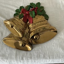 VTG Burwood Products Christmas 10” Wall Decor 1991 Bells Holly Berries Leaves US picture