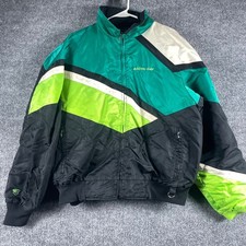 VTG Arctic Cat Jacket Mens Large Green Black Snowmobile Racing Arcticwear 90s picture
