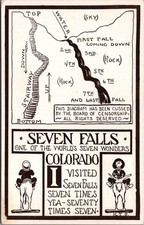 Humorous Seven Falls Colorado Cartoon Postcard H.T.S. Censorship Diagram picture