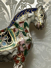  Vintage Mini Cloisonne’ Enamel Horse Metal Figurine Miniature, Multicolor  picture