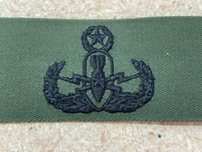 US Navy Embroidered Badge EOD Master Explosive Ordanance Disposal OD Green Patch picture