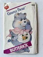 Vtg 1983 Butterick Care Bears Grams Bear Plush Stuffed Toy Sewing Pattern UNCUT picture