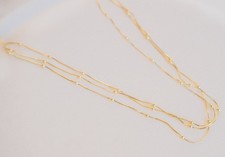 Triple Strand Bead Station Necklace Gold picture
