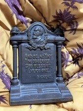 Antique Cast Iron Bronze Bradly & Hubbard Bookend Dickens Christmas Carol  picture