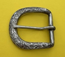VTG Rare Premium Signed Eddie Harris Engraved Sterling Silver Ranger Belt Buckle picture