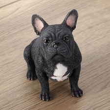Painted Resin French Bulldog Sitting Animal Figurine Home Decorative Collectible picture