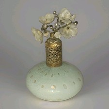 VTG Art Glass Perfume Bottle Bullicante Resin Flower Filagree Cap Unmarked As Is picture