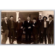 Antique RPPC Men in Suits Hats AZO Postcard 1904-1918 picture