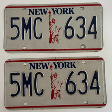 1986 New York License Plate PAIR 1990s Liberty Buick Ford Dodge Porsche Chevy picture