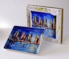 CITY SKYLINE DECORATIVE CERAMIC TRINKET TRAY NEW picture