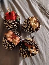 Woodland Creature Pine Cone Christmas Ornaments picture
