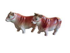 Vintage 50s Wales Red/Brown Hereford Cow Steer Salt & Pepper Shakers Set Japan picture