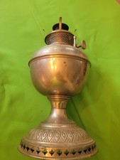 Antique B&H Bradley & Hubbard Nickel Kerosene Oil Lamp Base With Burner picture